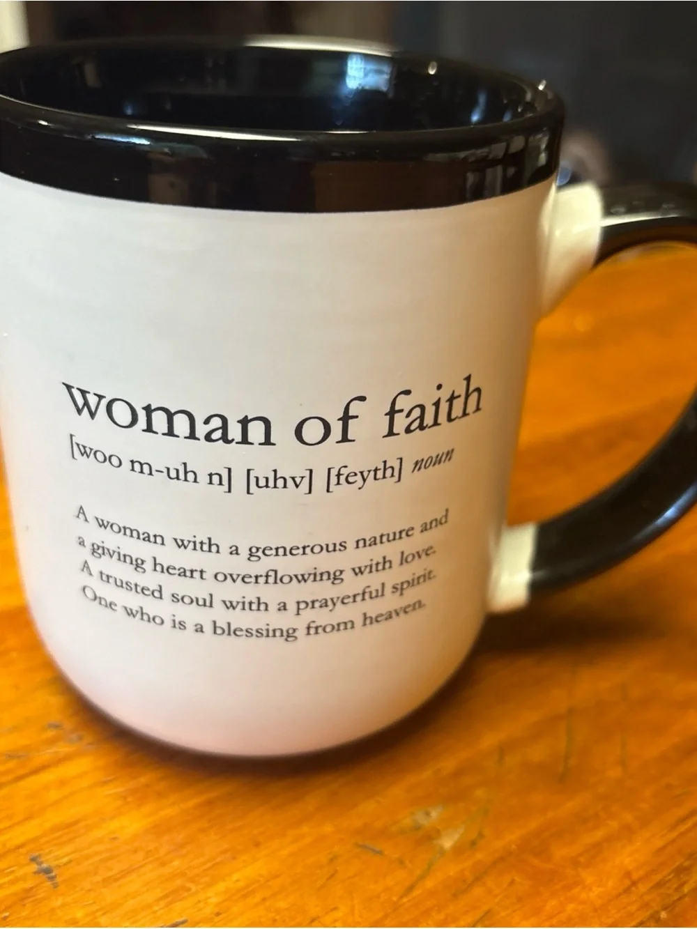 Woman of Faith White and Black Ceramic Coffee Mug